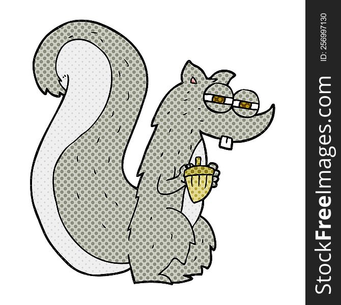 cartoon squirrel with nut