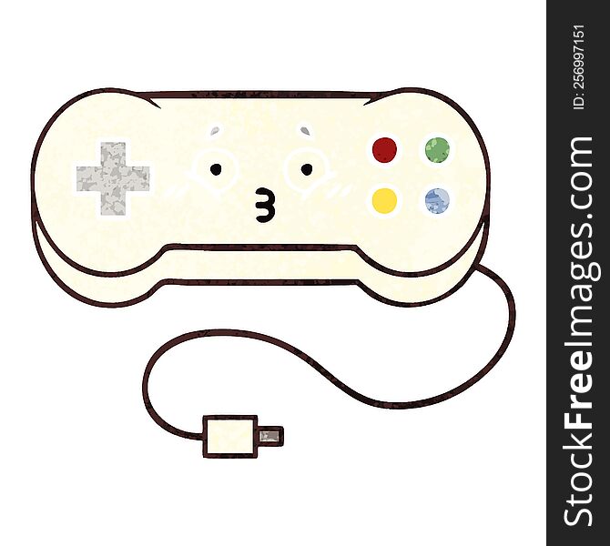 retro illustration style cartoon game controller