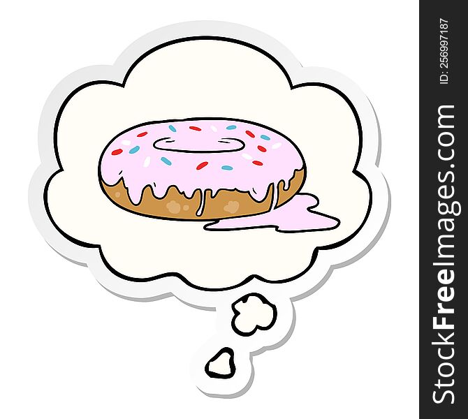 Cartoon Donut And Thought Bubble As A Printed Sticker