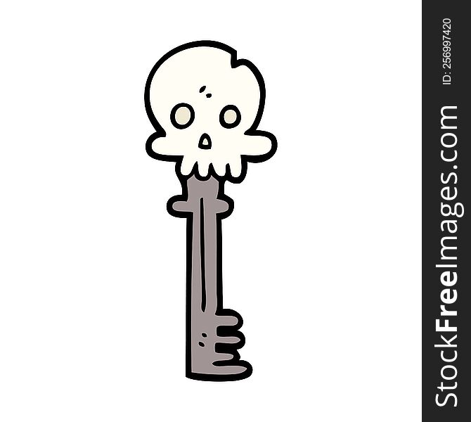 Cartoon Doodle Spooky Skull Key