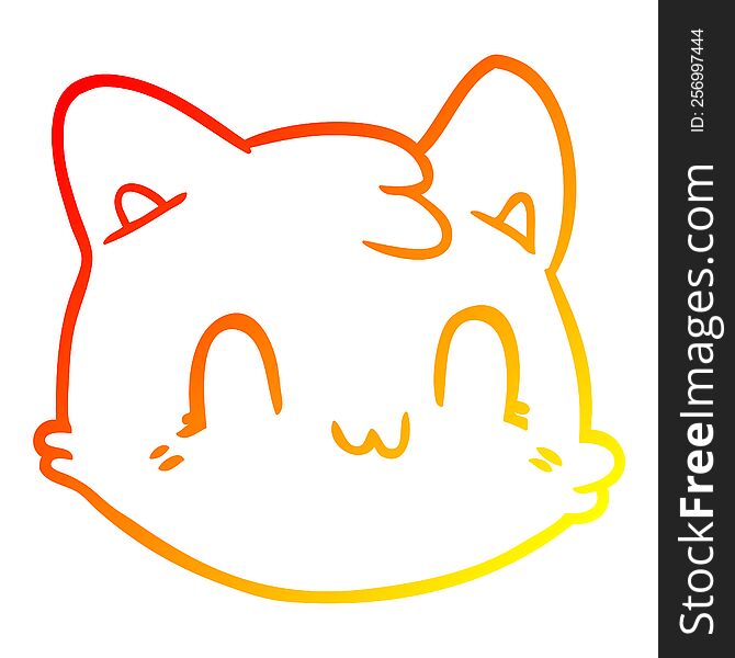 warm gradient line drawing of a cartoon cat face