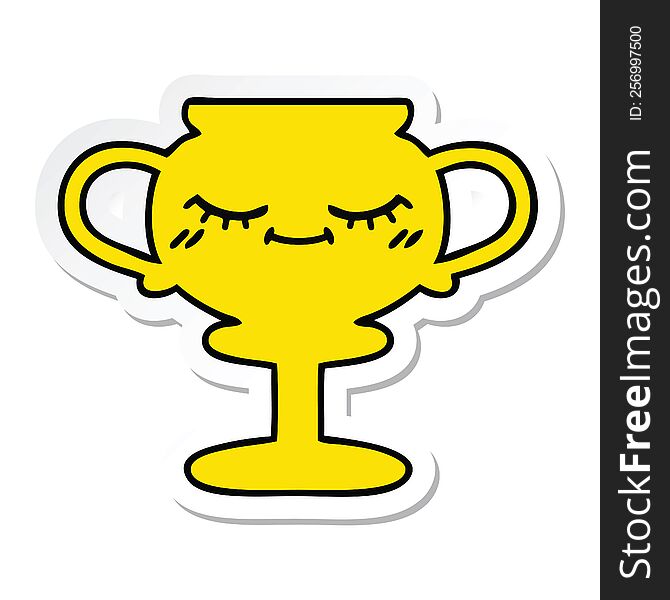 Sticker Of A Cute Cartoon Trophy