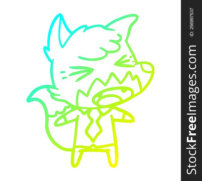 Cold Gradient Line Drawing Angry Cartoon Fox Boss