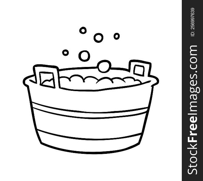line drawing of a old tin bath full of water. line drawing of a old tin bath full of water