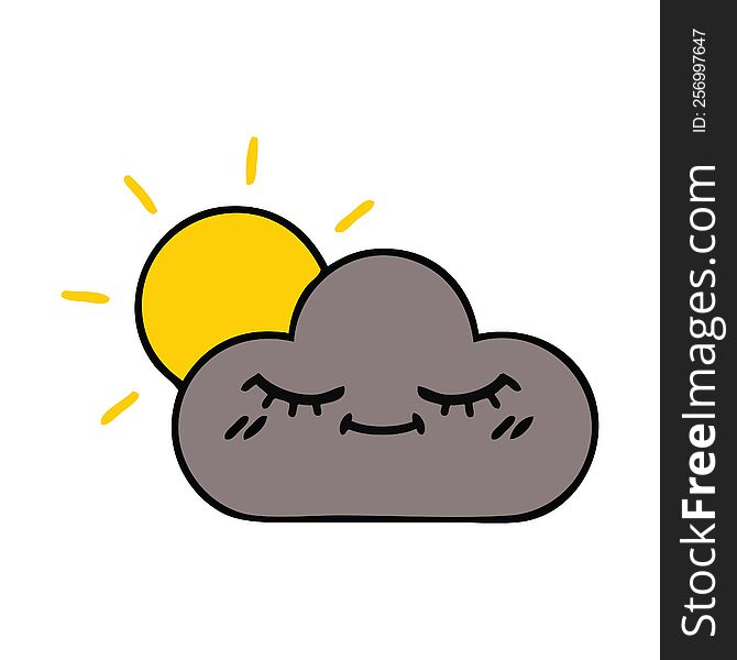 cute cartoon of a storm cloud and sun