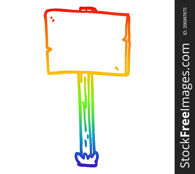 Rainbow Gradient Line Drawing Cartoon Sign Post