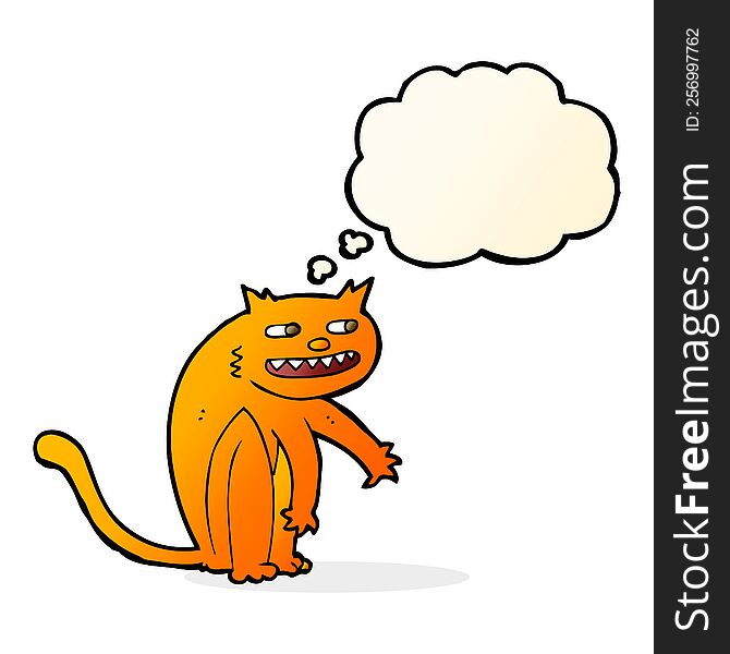 Cartoon Happy Cat With Thought Bubble
