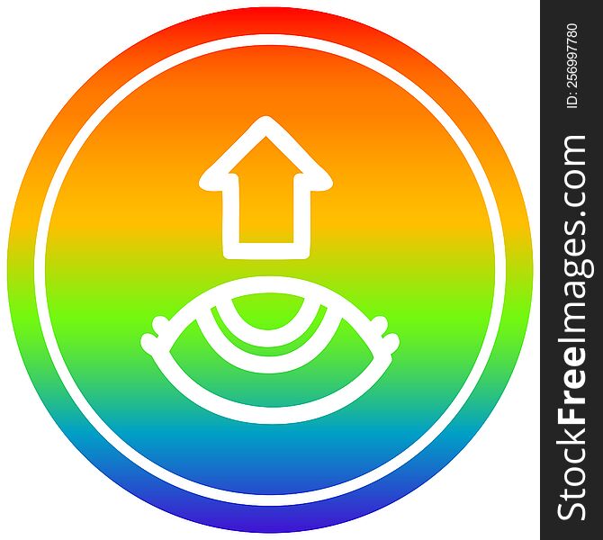eye looking up circular icon with rainbow gradient finish. eye looking up circular icon with rainbow gradient finish