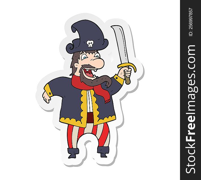 sticker of a cartoon laughing pirate captain