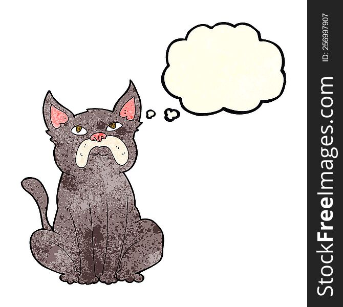 Cartoon Grumpy Little Dog With Thought Bubble