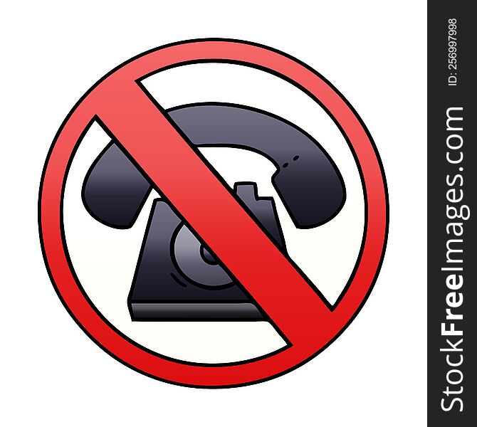 Gradient Shaded Cartoon No Phones Allowed Sign