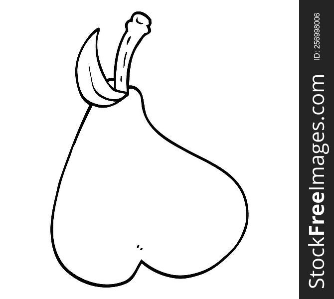 line drawing cartoon of a pear