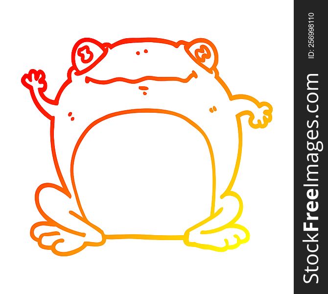 warm gradient line drawing of a cartoon frog