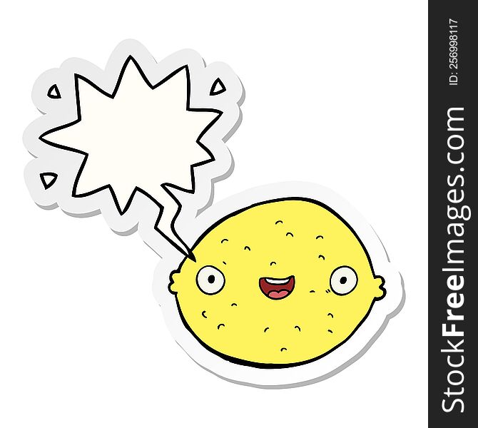 Cartoon Lemon And Speech Bubble Sticker