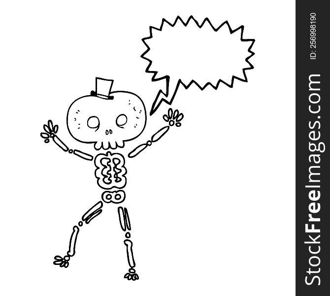 Speech Bubble Cartoon Dancing Skeleton