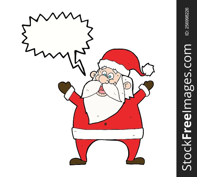 Jolly Santa Cartoon With Speech Bubble