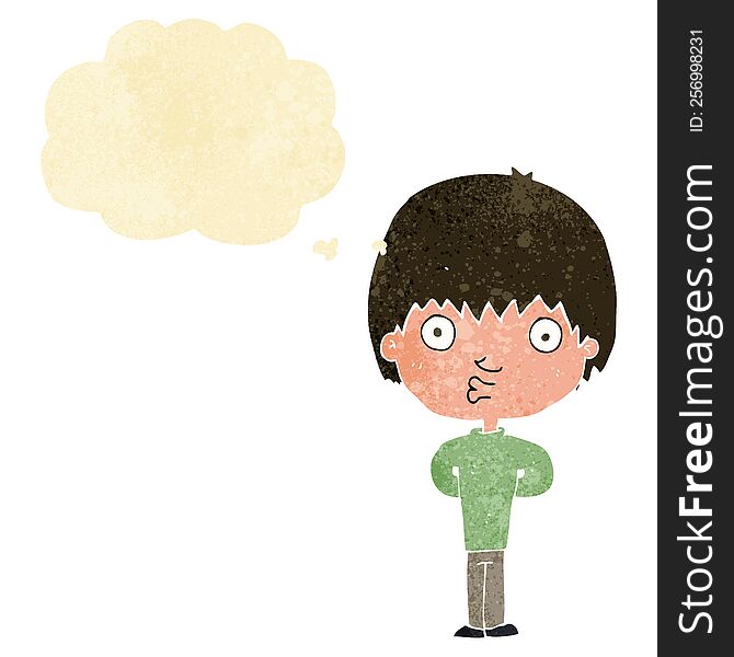 Cartoon Whistling Boy With Thought Bubble