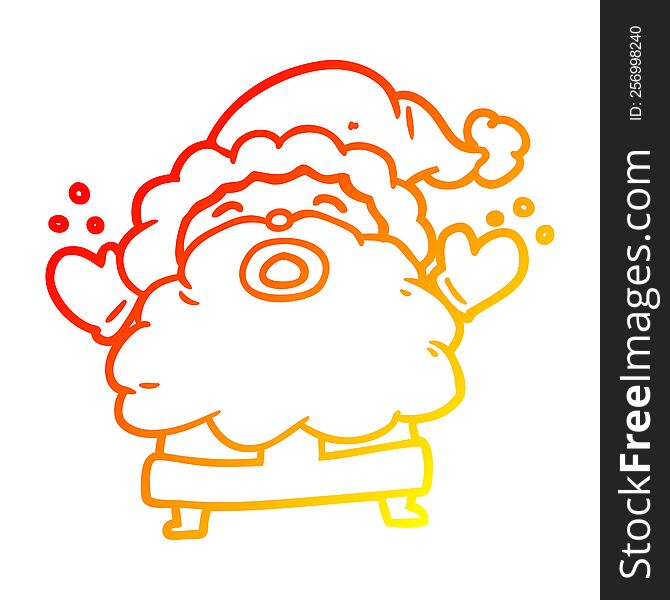 warm gradient line drawing santa claus shouting in frustration