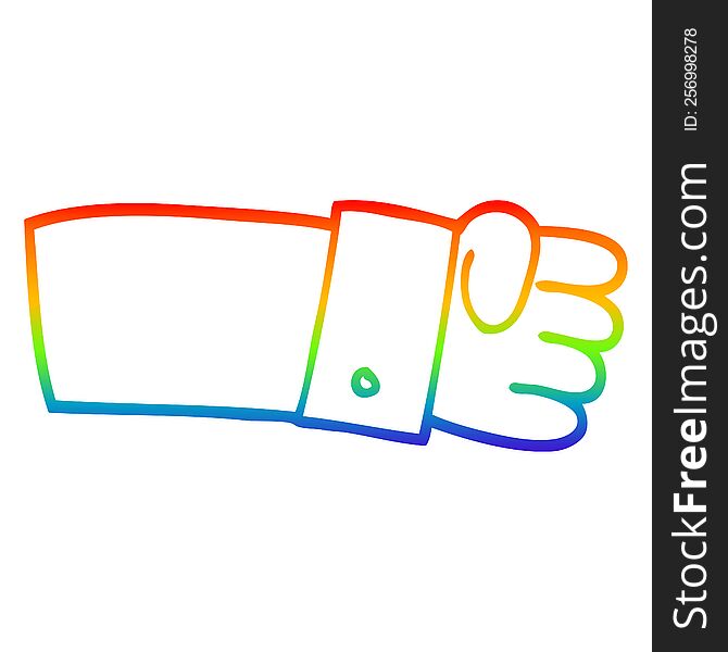rainbow gradient line drawing of a cartoon judo chop shirt arm