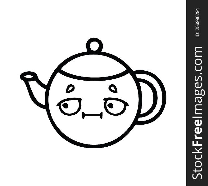 Line Drawing Cartoon Teapot