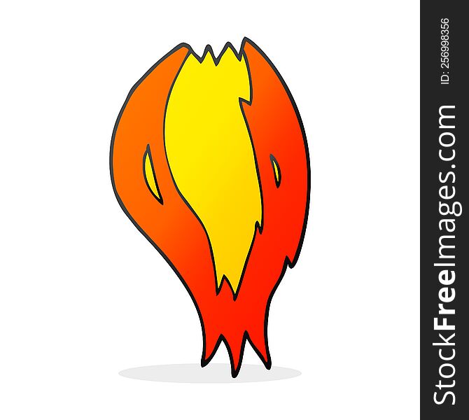 freehand drawn cartoon rocket ship flames