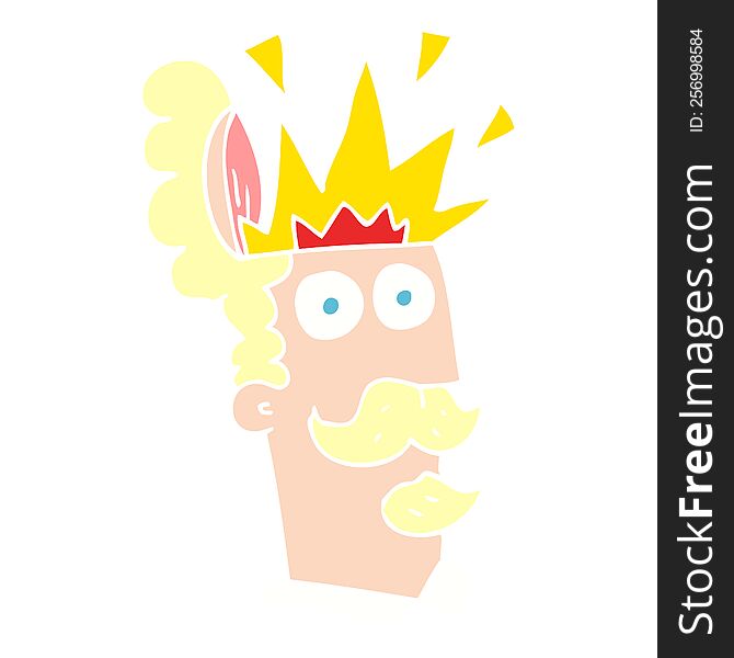 Flat Color Illustration Of A Cartoon Man With Exploding Head
