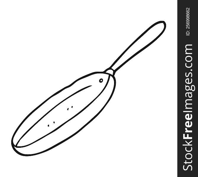 freehand drawn black and white cartoon frying pan