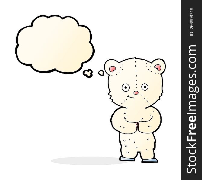 Cartoon Teddy Polar Bear Cub With Thought Bubble