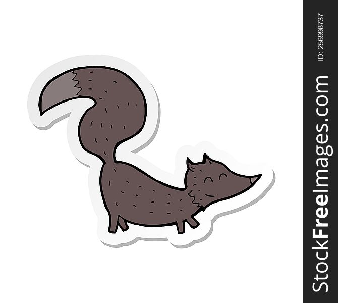 Sticker Of A Cartoon Little Wolf Cub