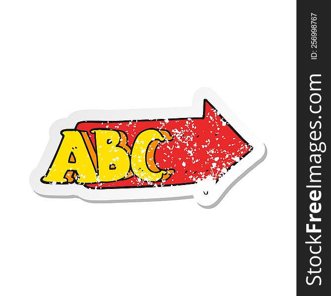 Retro Distressed Sticker Of A Cartoon ABC Symbol