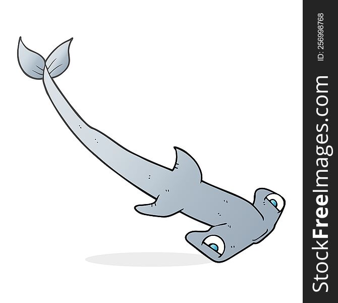 freehand drawn cartoon hammerhead shark