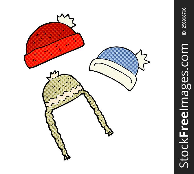 freehand drawn cartoon winter hats