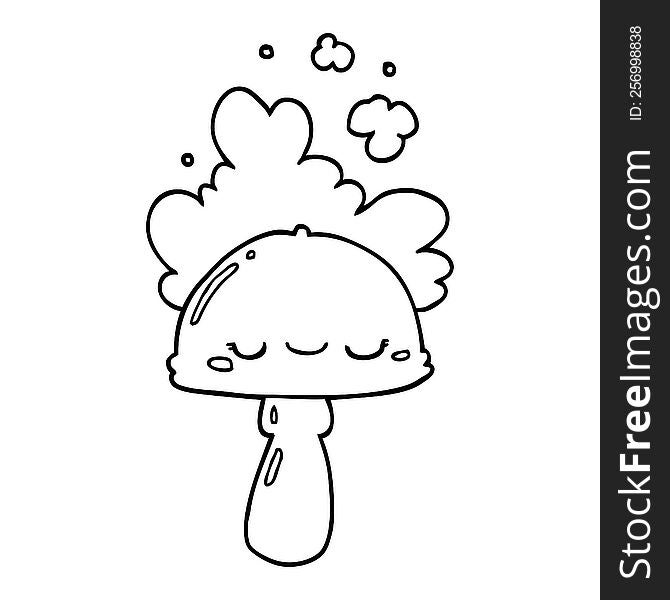 cartoon mushroom with spoor cloud