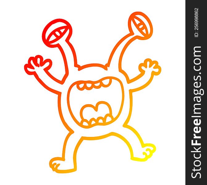 Warm Gradient Line Drawing Cartoon Monster