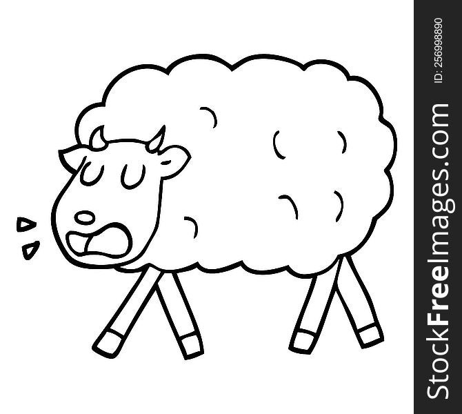 black and white cartoon sheep