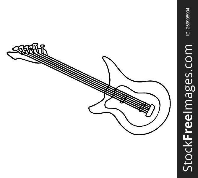 Line Drawing Doodle Of A Guitar