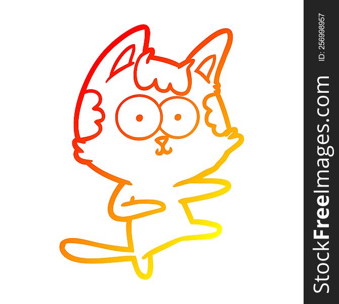 Warm Gradient Line Drawing Dancing Cartoon Cat