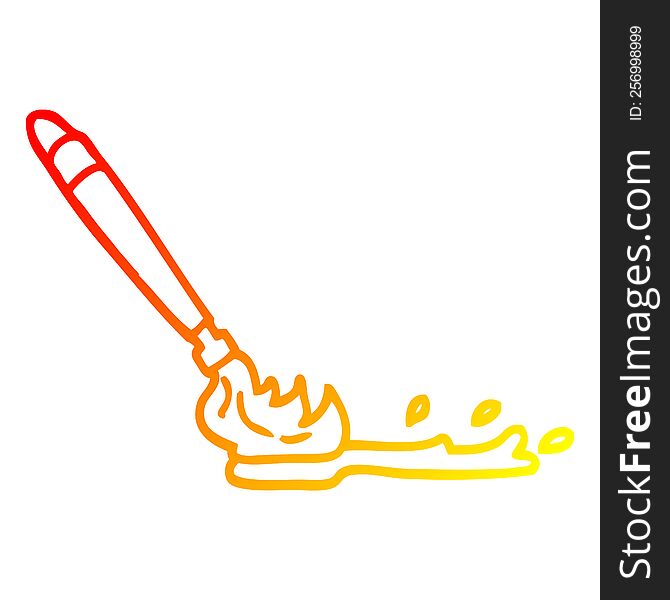 warm gradient line drawing of a cartoon paint brush