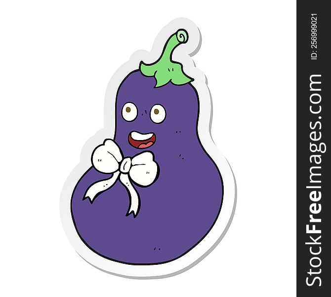 Sticker Of A Cartoon Eggplant