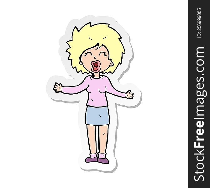 Sticker Of A Cartoon Loud Woman