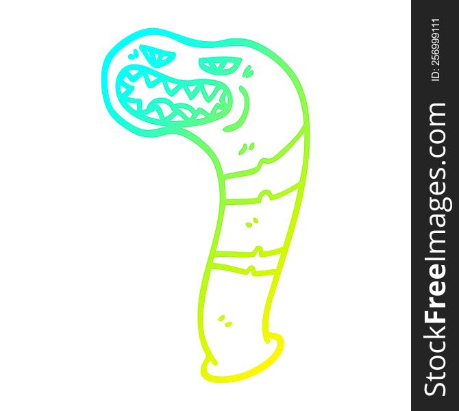 cold gradient line drawing of a cartoon monster leech
