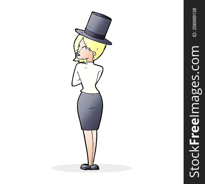 Cartoon Woman In Top Hat