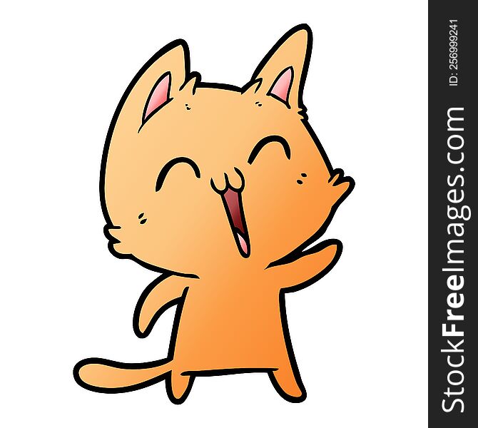 happy cartoon cat meowing. happy cartoon cat meowing