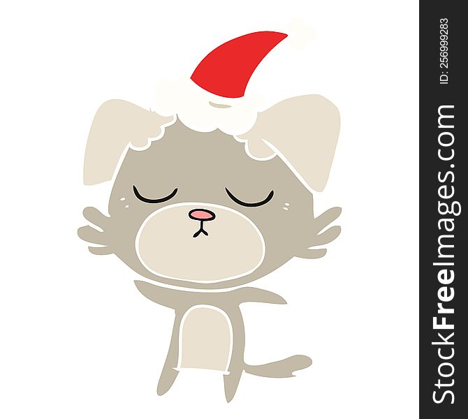 cute hand drawn flat color illustration of a dog wearing santa hat. cute hand drawn flat color illustration of a dog wearing santa hat