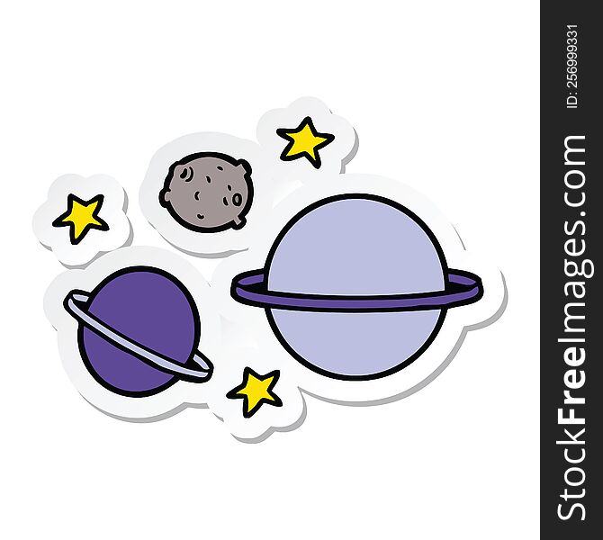 sticker of a cartoon planets