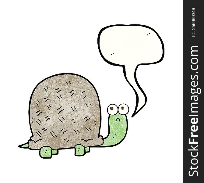 Speech Bubble Textured Cartoon Sad Turtle