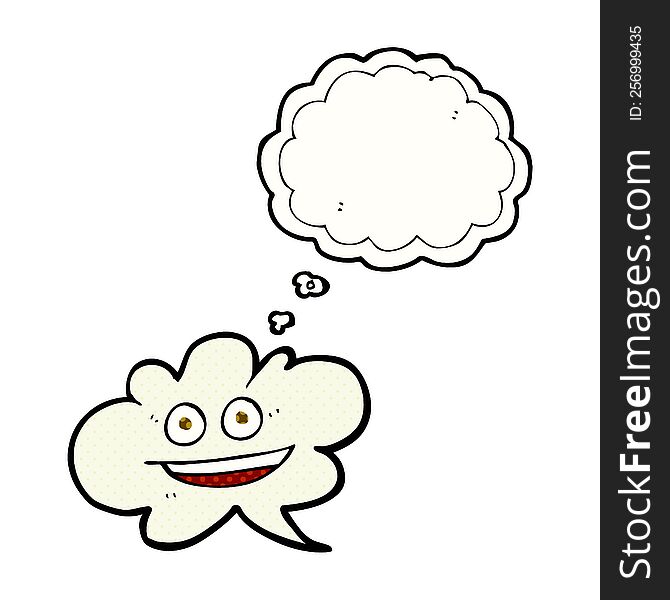 freehand drawn thought bubble cartoon cloud thought bubble with face