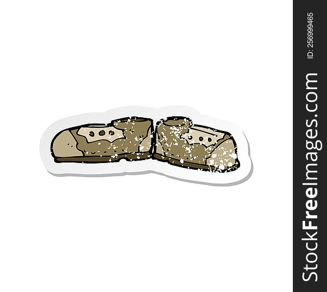 retro distressed sticker of a cartoon old shoes