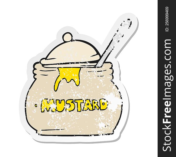 retro distressed sticker of a cartoon mustard pot