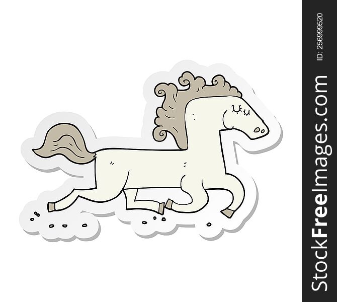 sticker of a cartoon running horse